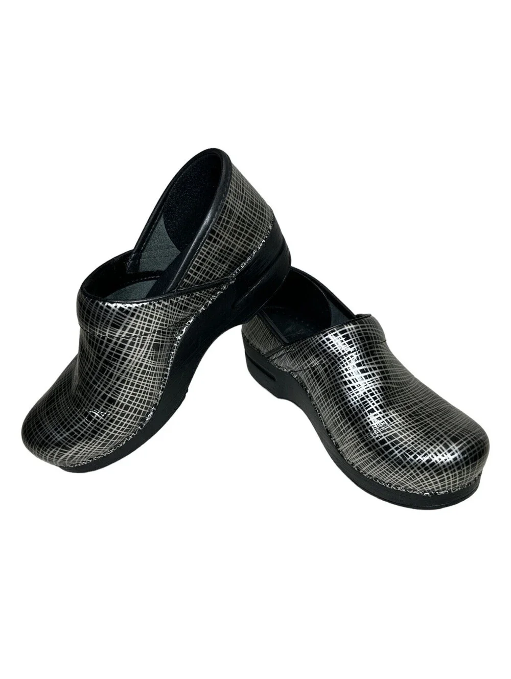 DANSKO Professional Clogs Crisscross Cross Hatch Patent Leather 38/ US 7.5-8